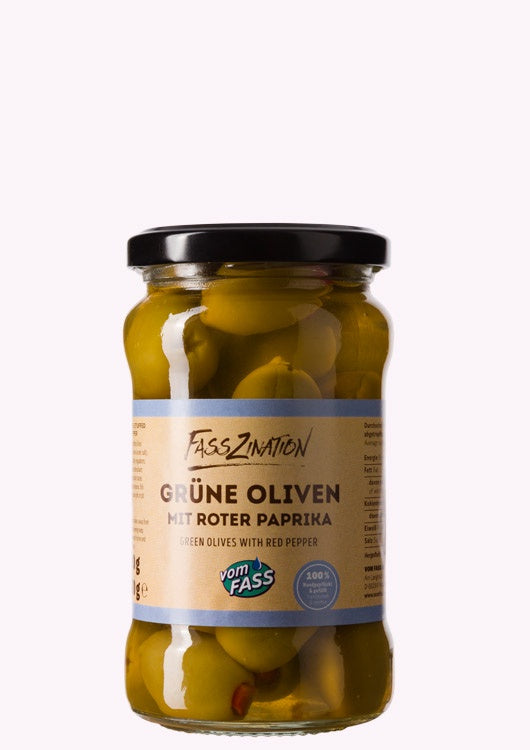 Green Olives with red Pepper, 290g, drained 170g